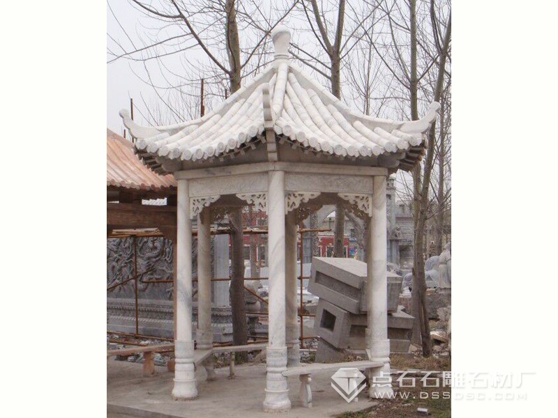 草白玉亭子 單層草白玉石涼亭